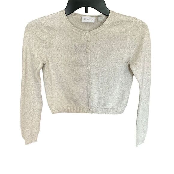 Children’s Place Cardigan Button Front Cream Gold Long Sleeves Girls 10/12 Large - Picture 1 of 9